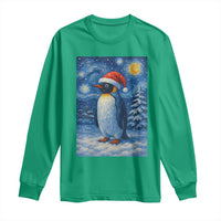 Penguin Christmas Long Sleeve Shirt Starry Night Van Gogh - Wonder Print Shop