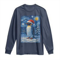 Penguin Christmas Long Sleeve Shirt Starry Night Van Gogh - Wonder Print Shop