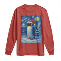 Penguin Christmas Long Sleeve Shirt Starry Night Van Gogh - Wonder Print Shop
