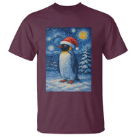Penguin Christmas T Shirt Starry Night Van Gogh - Wonder Print Shop