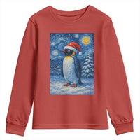 Penguin Christmas Youth Sweatshirt Starry Night Van Gogh - Wonder Print Shop