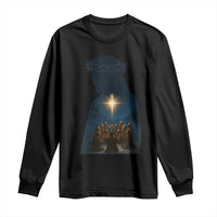 Jesus Christian Christmas Long Sleeve Shirt Christian Saints Praying Under The Star of Bethlehem - Wonder Print Shop