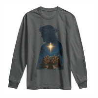 Jesus Christian Christmas Long Sleeve Shirt Christian Saints Praying Under The Star of Bethlehem - Wonder Print Shop