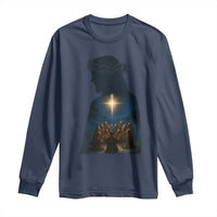 Jesus Christian Christmas Long Sleeve Shirt Christian Saints Praying Under The Star of Bethlehem - Wonder Print Shop