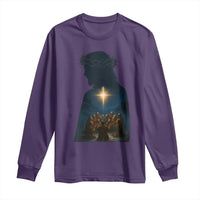 Jesus Christian Christmas Long Sleeve Shirt Christian Saints Praying Under The Star of Bethlehem - Wonder Print Shop