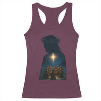 Jesus Christian Christmas Racerback Tank Top Christian Saints Praying Under The Star of Bethlehem - Wonder Print Shop