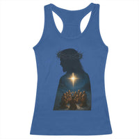 Jesus Christian Christmas Racerback Tank Top Christian Saints Praying Under The Star of Bethlehem - Wonder Print Shop