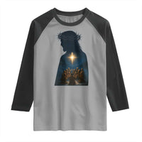 Jesus Christian Christmas Raglan Shirt Christian Saints Praying Under The Star of Bethlehem - Wonder Print Shop
