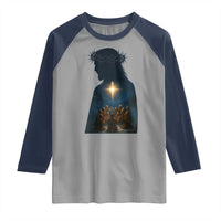 Jesus Christian Christmas Raglan Shirt Christian Saints Praying Under The Star of Bethlehem - Wonder Print Shop