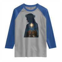 Jesus Christian Christmas Raglan Shirt Christian Saints Praying Under The Star of Bethlehem - Wonder Print Shop