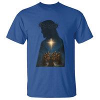 Jesus Christian Christmas T Shirt Christian Saints Praying Under The Star of Bethlehem - Wonder Print Shop