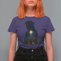 Jesus Christian Christmas T Shirt For Women Christian Saints Praying Under The Star of Bethlehem - Wonder Print Shop