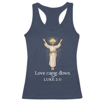 Nativity Scene Christmas Racerback Tank Top Love Came Down Jesus Christian - Wonder Print Shop