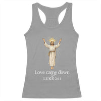 Nativity Scene Christmas Racerback Tank Top Love Came Down Jesus Christian - Wonder Print Shop