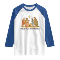 Nativity Scene Christmas Raglan Shirt Baby Jesus Christian Faith - Wonder Print Shop