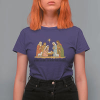 Nativity Scene Christmas T Shirt For Women Baby Jesus Christian Faith - Wonder Print Shop