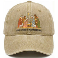 Nativity Scene Christmas Washed Cotton Baseball Cap Baby Jesus Christian Faith