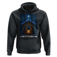Nativity Scene Christmas Hoodie O Come Let Us Adrove Him - Wonder Print Shop