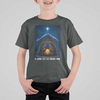 Nativity Scene Christmas T Shirt For Kid O Come Let Us Adrove Him - Wonder Print Shop