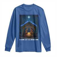 Nativity Scene Christmas Long Sleeve Shirt O Come Let Us Adrove Him - Wonder Print Shop