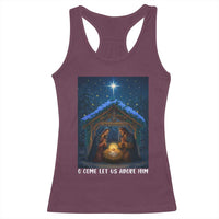 Nativity Scene Christmas Racerback Tank Top O Come Let Us Adrove Him - Wonder Print Shop