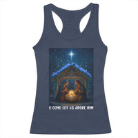 Nativity Scene Christmas Racerback Tank Top O Come Let Us Adrove Him - Wonder Print Shop