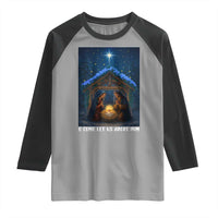 Nativity Scene Christmas Raglan Shirt O Come Let Us Adrove Him - Wonder Print Shop