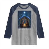 Nativity Scene Christmas Raglan Shirt O Come Let Us Adrove Him - Wonder Print Shop