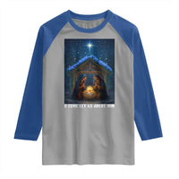 Nativity Scene Christmas Raglan Shirt O Come Let Us Adrove Him - Wonder Print Shop