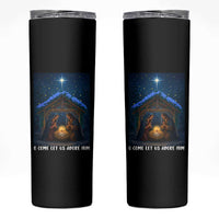 Nativity Scene Christmas Skinny Tumbler O Come Let Us Adrove Him - Wonder Print Shop