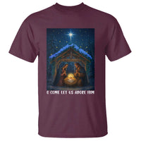 Nativity Scene Christmas T Shirt O Come Let Us Adrove Him - Wonder Print Shop
