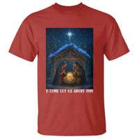 Nativity Scene Christmas T Shirt O Come Let Us Adrove Him - Wonder Print Shop