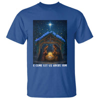 Nativity Scene Christmas T Shirt O Come Let Us Adrove Him - Wonder Print Shop