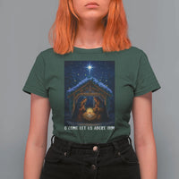 Nativity Scene Christmas T Shirt For Women O Come Let Us Adrove Him - Wonder Print Shop
