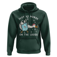 Funny ER Nurse Goose Christmas Hoodie Festive Nurses On The Loose - Wonder Print Shop