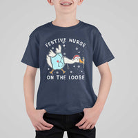 Funny ER Nurse Goose Christmas T Shirt For Kid Festive Nurses On The Loose - Wonder Print Shop