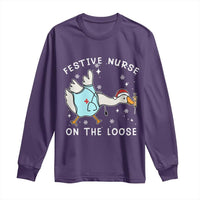 Funny ER Nurse Goose Christmas Long Sleeve Shirt Festive Nurses On The Loose - Wonder Print Shop