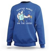 Funny ER Nurse Goose Christmas Sweatshirt Festive Nurses On The Loose - Wonder Print Shop