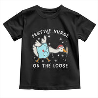 Funny ER Nurse Goose Christmas Toddler T Shirt Festive Nurses On The Loose - Wonder Print Shop