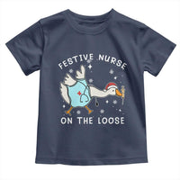 Funny ER Nurse Goose Christmas Toddler T Shirt Festive Nurses On The Loose - Wonder Print Shop
