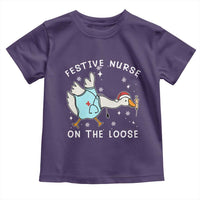 Funny ER Nurse Goose Christmas Toddler T Shirt Festive Nurses On The Loose - Wonder Print Shop