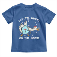 Funny ER Nurse Goose Christmas Toddler T Shirt Festive Nurses On The Loose - Wonder Print Shop