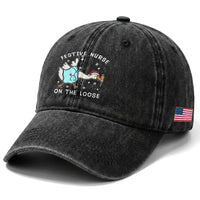 Funny ER Nurse Goose Christmas Washed Cotton Baseball Cap Festive Nurses On The Loose