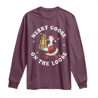 Festive Goose on The Loose Long Sleeve Shirt Funny Goose Christmas Meme - Wonder Print Shop