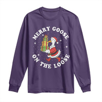 Festive Goose on The Loose Long Sleeve Shirt Funny Goose Christmas Meme - Wonder Print Shop