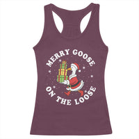 Festive Goose on The Loose Racerback Tank Top Funny Goose Christmas Meme - Wonder Print Shop
