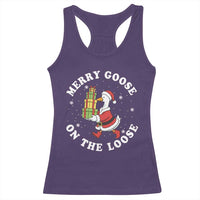 Festive Goose on The Loose Racerback Tank Top Funny Goose Christmas Meme - Wonder Print Shop