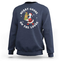 Festive Goose on The Loose Sweatshirt Funny Goose Christmas Meme - Wonder Print Shop