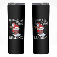 Funny Bookish Christmas Skinny Tumbler He Sees What You Have Been Reading - Wonder Print Shop