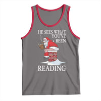 Funny Bookish Christmas Tank Top He Sees What You Have Been Reading - Wonder Print Shop